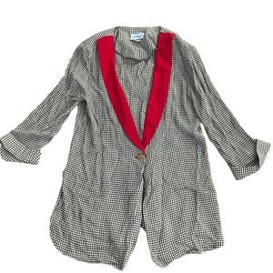 Vintage Bedford Fair Jacket-Black and White Checks with Red Collar-great! Sz 14